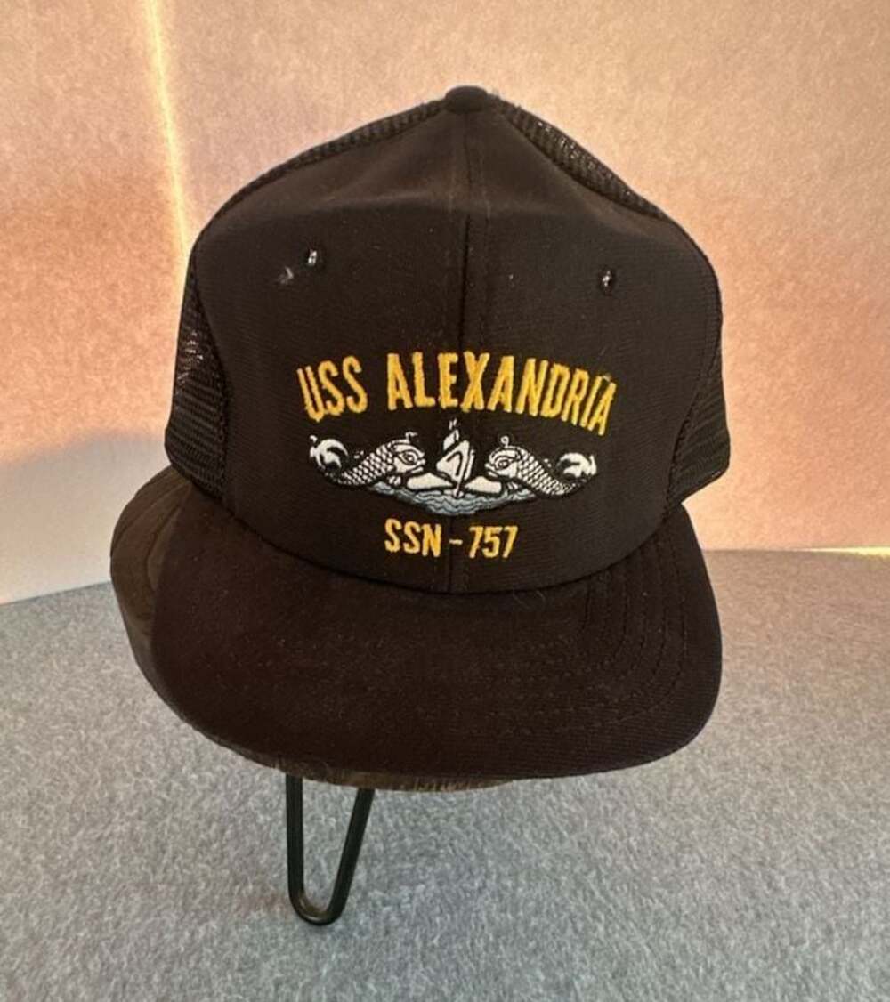 Vintage DeLONG USS Alexandria SSN-757 Submarine Mesh Snapback Trucker Hat